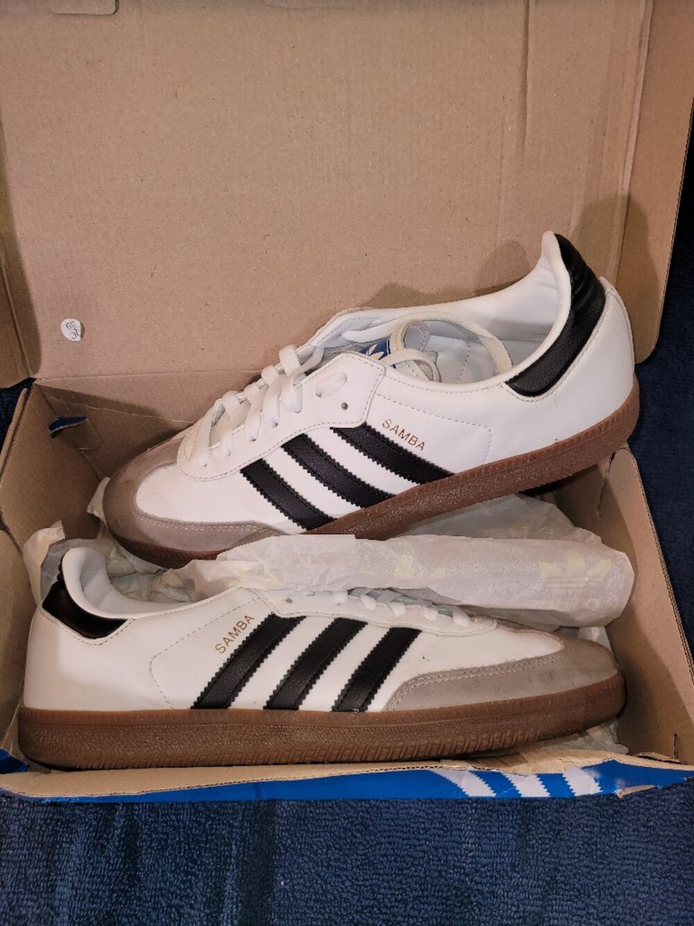 Adidas Samba Men's Size 9.5 VEGAN White Black Brown Gum Sneakers H01877 (#2282)